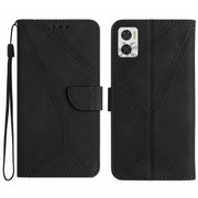 For Motorola Moto E22 / E22i 4G Stitching Embossed Leather Phone Case(Black)