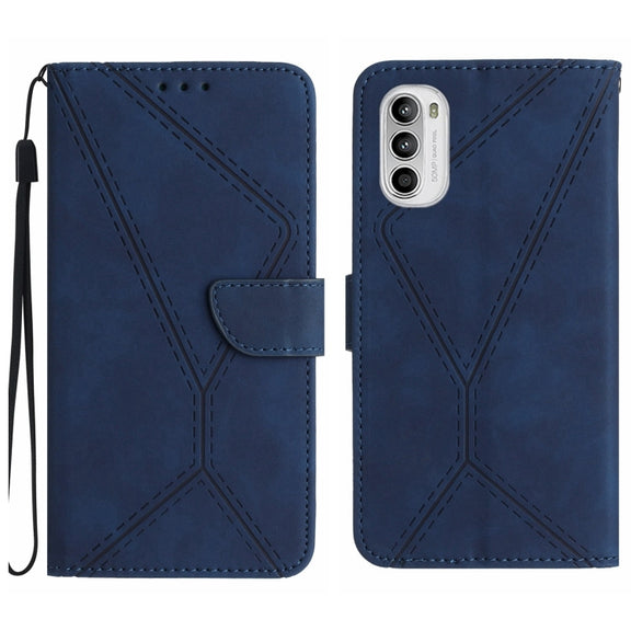 For Motorola Moto G52J Stitching Embossed Leather Phone Case(Blue)