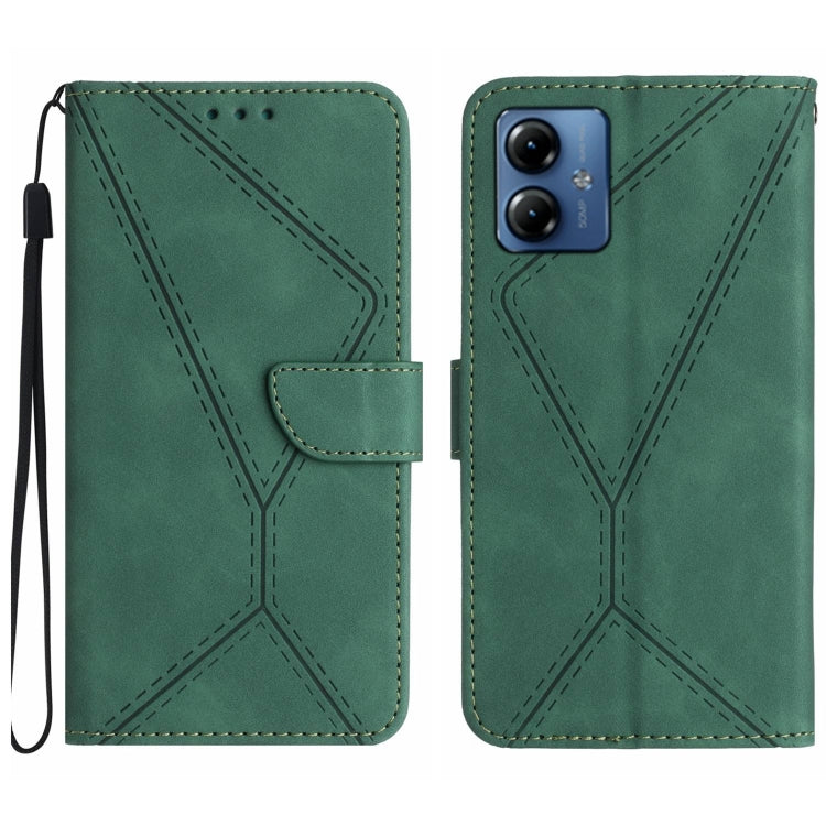 For Motorola Moto G54 Stitching Embossed Leather Phone Case(Green)