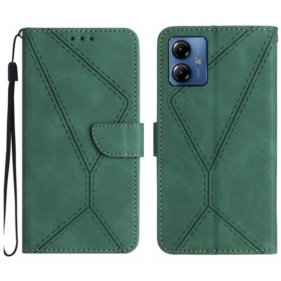 For Motorola Moto G54 Stitching Embossed Leather Phone Case(Green)