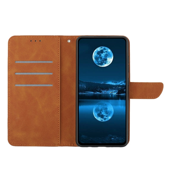 For Motorola Moto E14 Stitching Embossed Leather Phone Case(Brown)