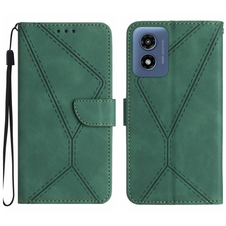 For Motorola Moto E14 Stitching Embossed Leather Phone Case(Green)