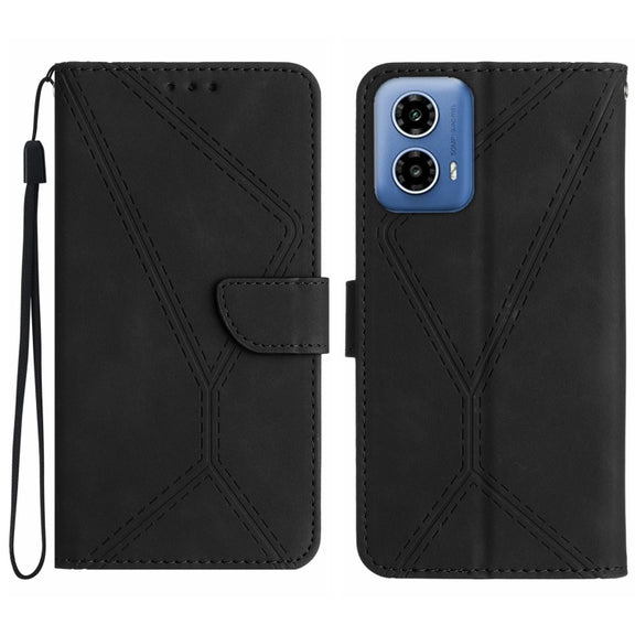 For Motorola Moto G85 5G Stitching Embossed Leather Phone Case(Black)