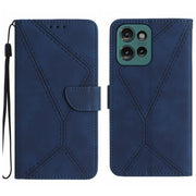 For Motorola Edge 50 5G Stitching Embossed Leather Phone Case(Blue)
