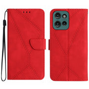 For Motorola Edge 50 Neo Stitching Embossed Leather Phone Case(Red)