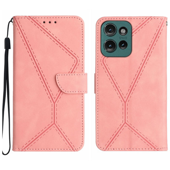 For Motorola Edge 50 Neo Stitching Embossed Leather Phone Case(Pink)