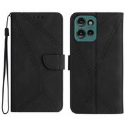 For Motorola Moto G75 5G Stitching Embossed Leather Phone Case(Black)