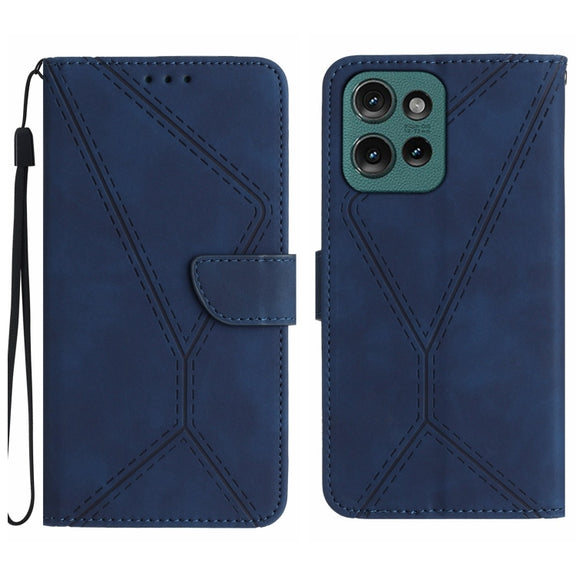 For Motorola Moto G Play 2025 Stitching Embossed Leather Phone Case(Blue)