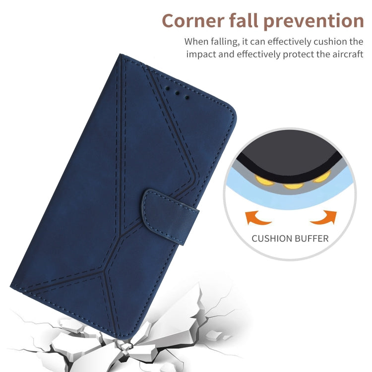 For Motorola Moto G15 Stitching Embossed Leather Phone Case(Blue)