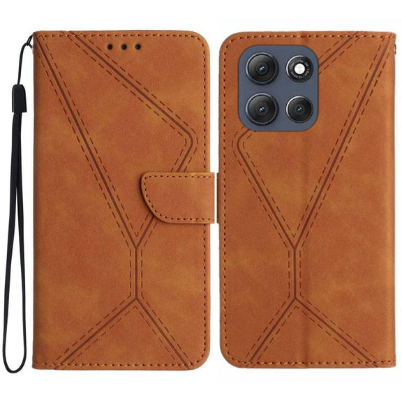 For Motorola Moto G86 5G Stitching Embossed Leather Phone Case(Brown)