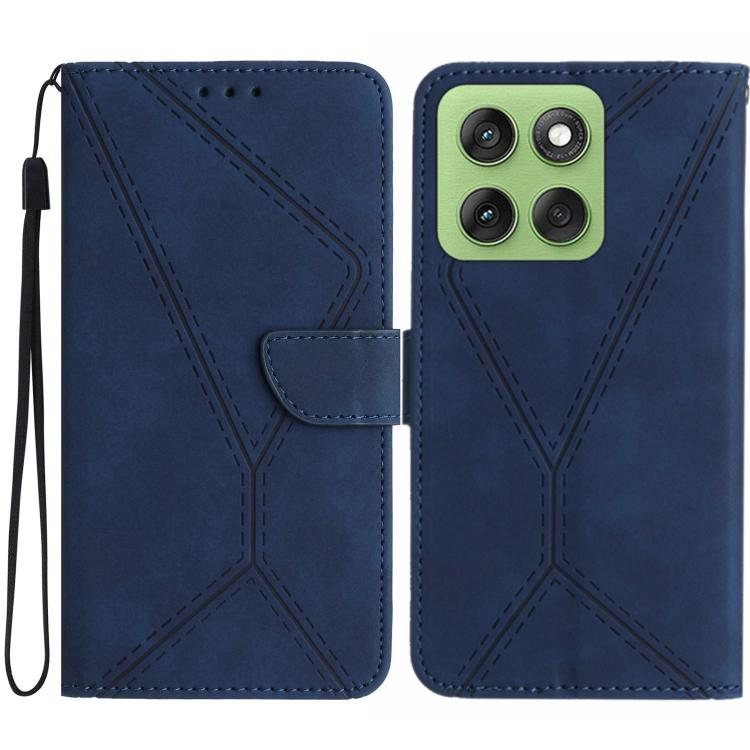 For Motorola Edge 60 Pro Stitching Embossed Leather Phone Case(Blue)