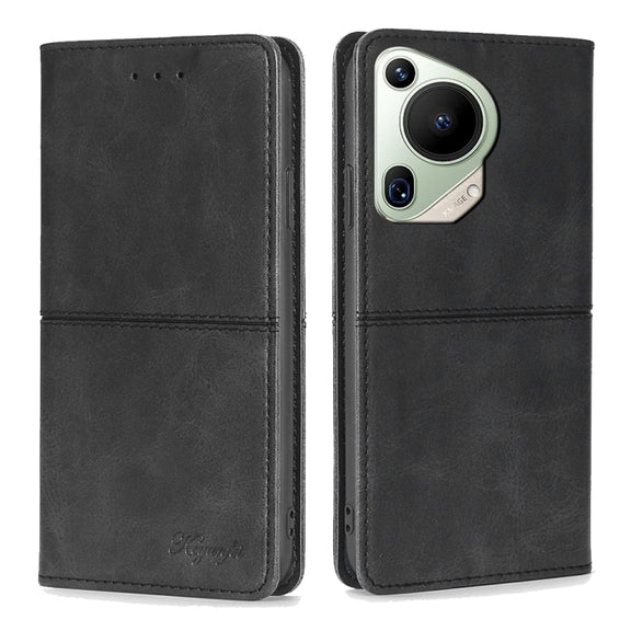 For Huawei Pura 70 Ultra 5G Cow Texture Magnetic Leather Phone Case(Black)
