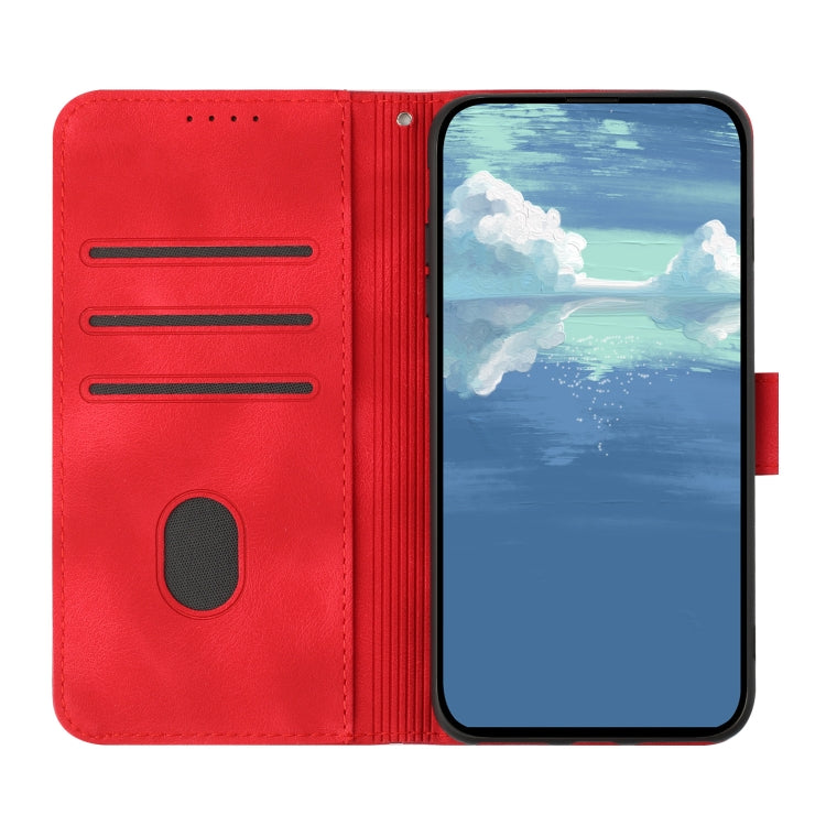 For OPPO A79 Line Pattern Skin Feel Leather Phone Case(Red)