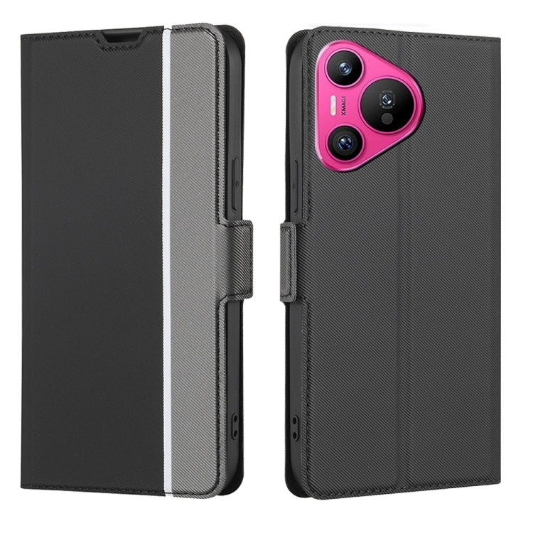 For Huawei Pura 70 5G Twill Texture Side Button Leather Phone Case(Black)