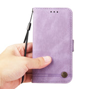 For Honor Magic6 Pro Skin Feel Life Tree Metal Button Leather Phone Case(Purple)