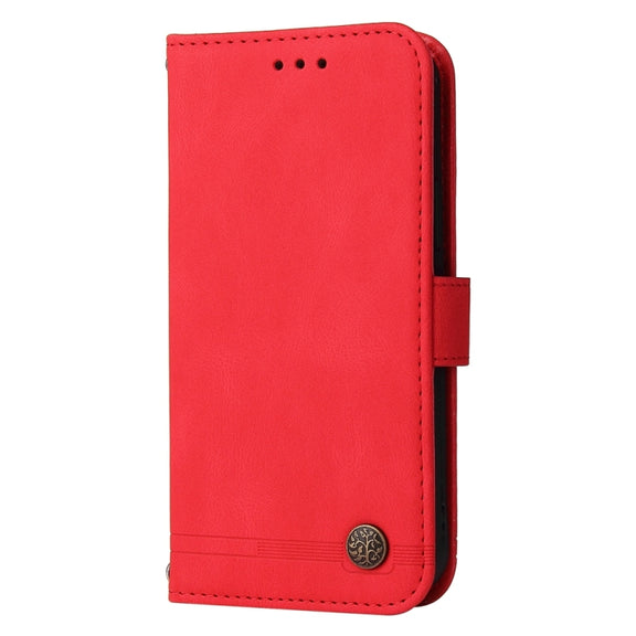 For Honor 200 Lite Global Skin Feel Life Tree Metal Button Leather Phone Case(Red)