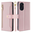 For Honor 200 5G Sheep Texture Cross-body Zipper Wallet Leather Phone Case(Pink) - Honor Cases by PMC TechLife | Online Shopping South Africa | PMC TechLife | Buy Now Pay Later Mobicred