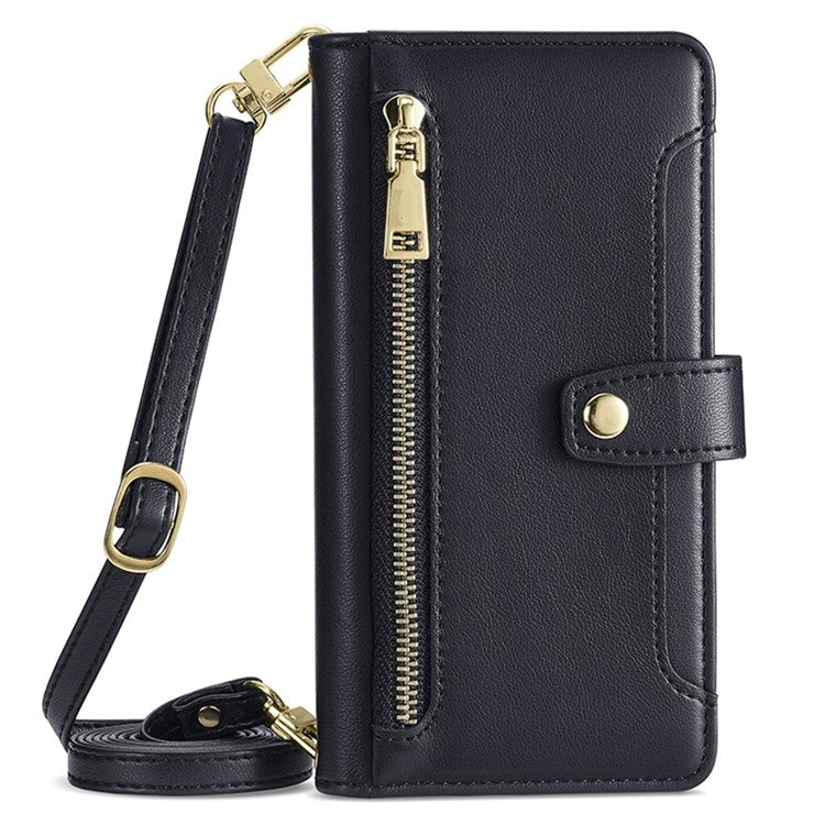 For Honor 200 Lite 5G Global Sheep Texture Cross-body Zipper Wallet Leather Phone Case(Black)