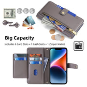 For Samsung Galaxy S24 5G Sheep Texture Cross-body Zipper Wallet Leather Phone Case(Grey)