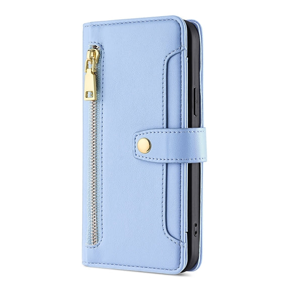 For OnePlus Ace 2 Pro Sheep Texture Cross-body Zipper Wallet Leather Phone Case(Blue)