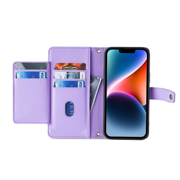 For OnePlus Ace 2 Pro Sheep Texture Cross-body Zipper Wallet Leather Phone Case(Purple)