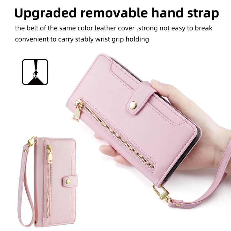 For OnePlus Nord CE4 Sheep Texture Cross-body Zipper Wallet Leather Phone Case(Pink)