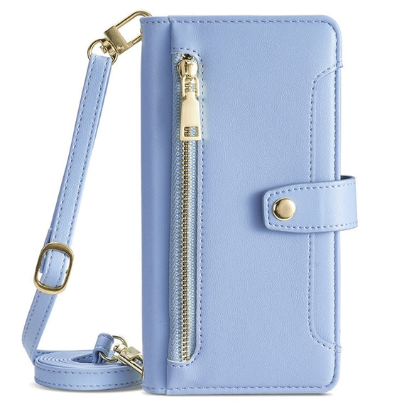 For OnePlus Nord CE 4 Lite 5G Sheep Texture Cross-body Zipper Wallet Leather Phone Case(Blue)