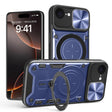 For iPhone 16e CD Texture Sliding Camshield Magnetic Holder Phone Case(Blue) - iPhone 16e Cases by PMC TechLife | Online Shopping South Africa | PMC TechLife | Buy Now Pay Later Mobicred