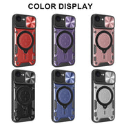 For iPhone 16e CD Texture Sliding Camshield Magnetic Holder Phone Case(Blue)