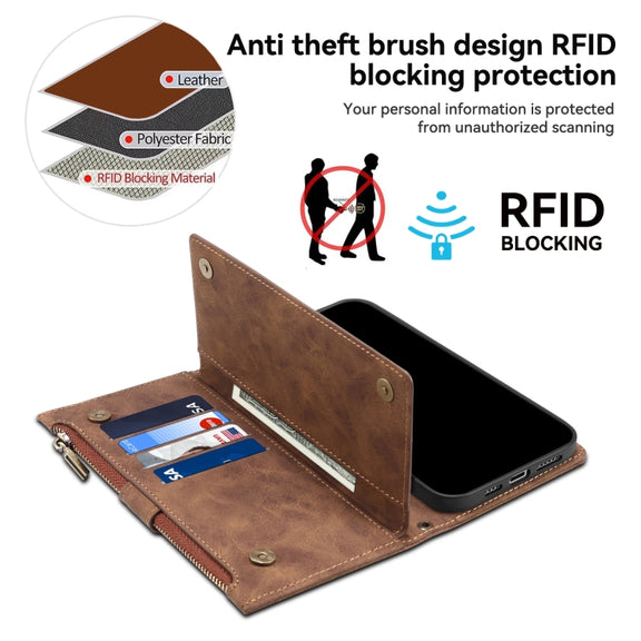For Google Pixel 8A ESEBLE Retro Frosted RFID Flip Leather Phone Case(Brown)