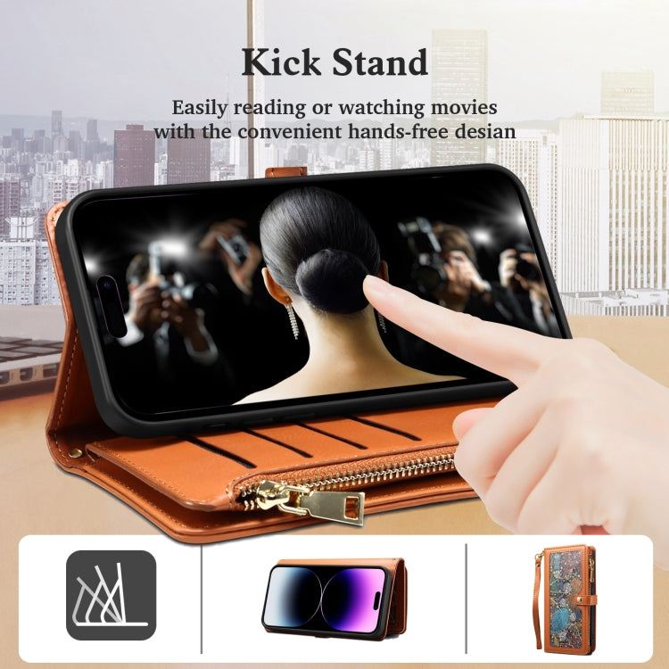 For Google Pixel 8 ESEBLE Star Series Lanyard Zipper Wallet RFID Leather Case(Brown)