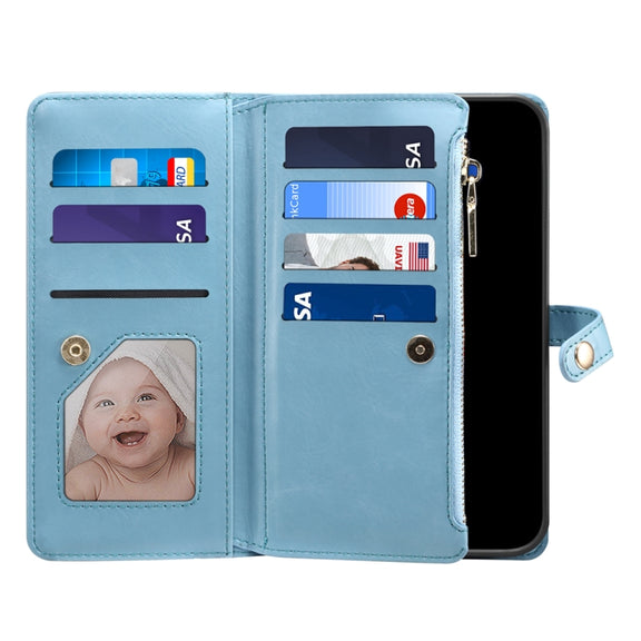 For Google Pixel 7a ESEBLE Star Series Lanyard Zipper Wallet RFID Leather Case(Blue)