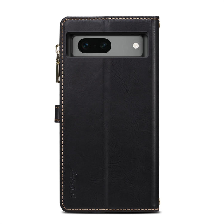 For Google Pixel 7a ESEBLE Star Series Lanyard Zipper Wallet RFID Leather Case(Black)
