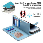 For Google Pixel 8 Pro ESEBLE Star Series Lanyard Zipper Wallet RFID Leather Case(Blue)