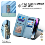 For Google Pixel 8A ESEBLE Star Series Lanyard Zipper Wallet RFID Leather Case(Blue)