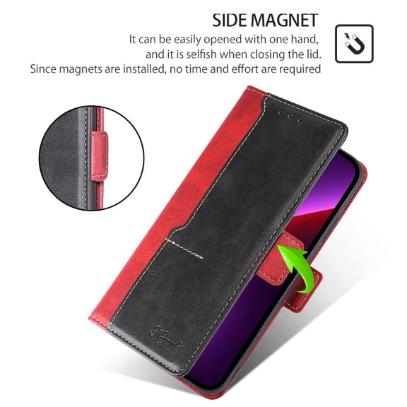 For Huawei Pura 70 5G Contrast Color Side Buckle Leather Phone Case(Red + Black)
