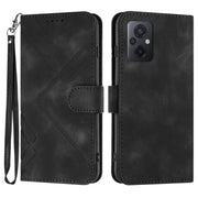 For Xiaomi Poco M5 Line Pattern Skin Feel Leather Phone Case(Black)