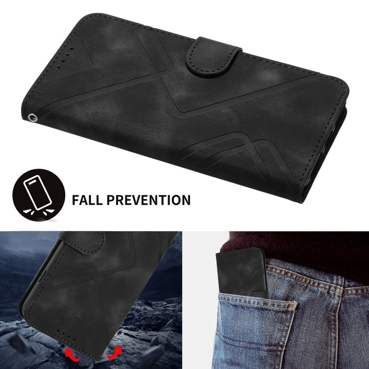 For Xiaomi 14 Line Pattern Skin Feel Leather Phone Case(Black)