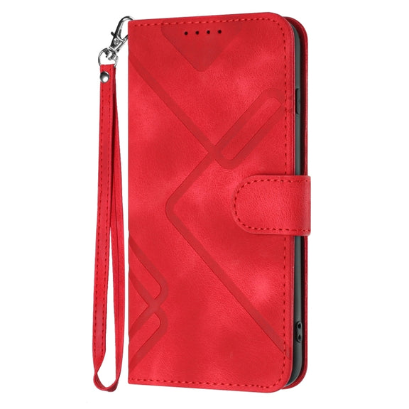 For Xiaomi Redmi Note 13 4G Line Pattern Skin Feel Leather Phone Case(Red)