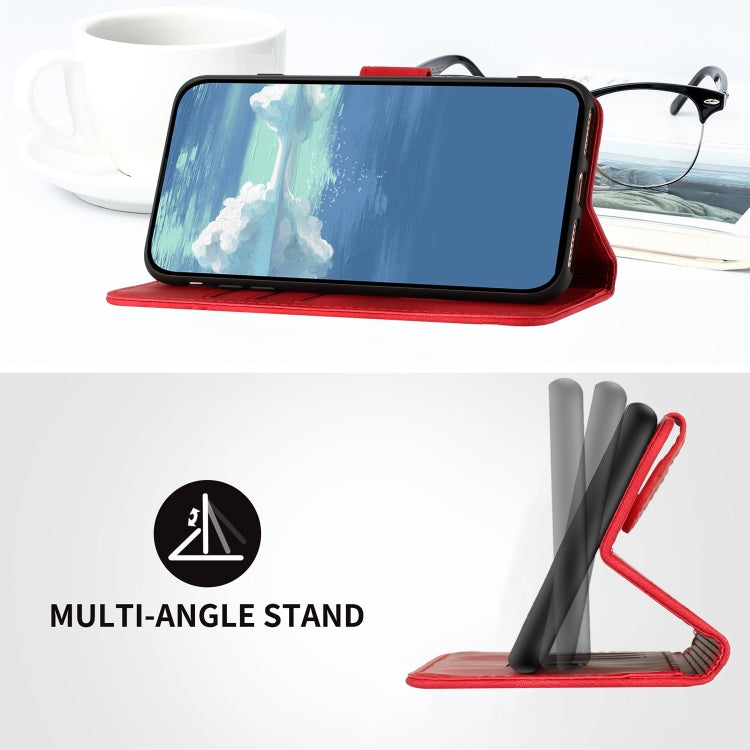For Xiaomi Redmi Note 13 4G Line Pattern Skin Feel Leather Phone Case(Red)