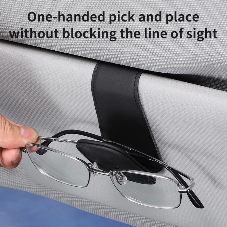 Car Sun Visor Glasses Holder Multifunctional Card Clip Storage Rack(Wine Red)