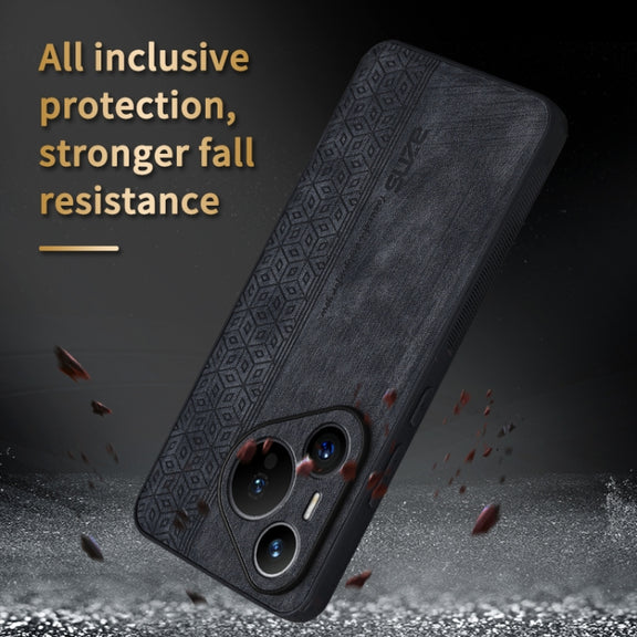 For Huawei Pura 70 AZNS 3D Embossed Skin Feel Phone Case(Brown)