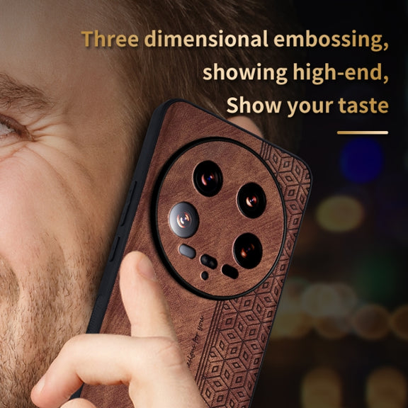 For Xiaomi 14 Ultra AZNS 3D Embossed Skin Feel Phone Case(Dark Green)