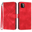 For Samsung Galaxy A22 5G Line Pattern Skin Feel Leather Phone Case(Red) - Galaxy Phone Cases by PMC TechLife | Online Shopping South Africa | PMC TechLife