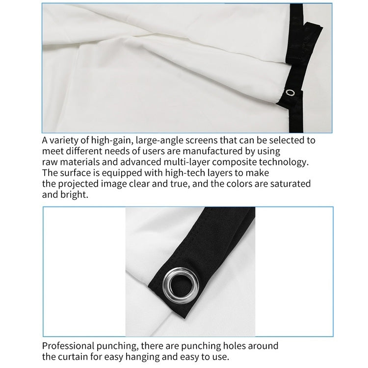 Simple Folding Thin Polyester Projector Film Curtain, Size:150 inch 16:9