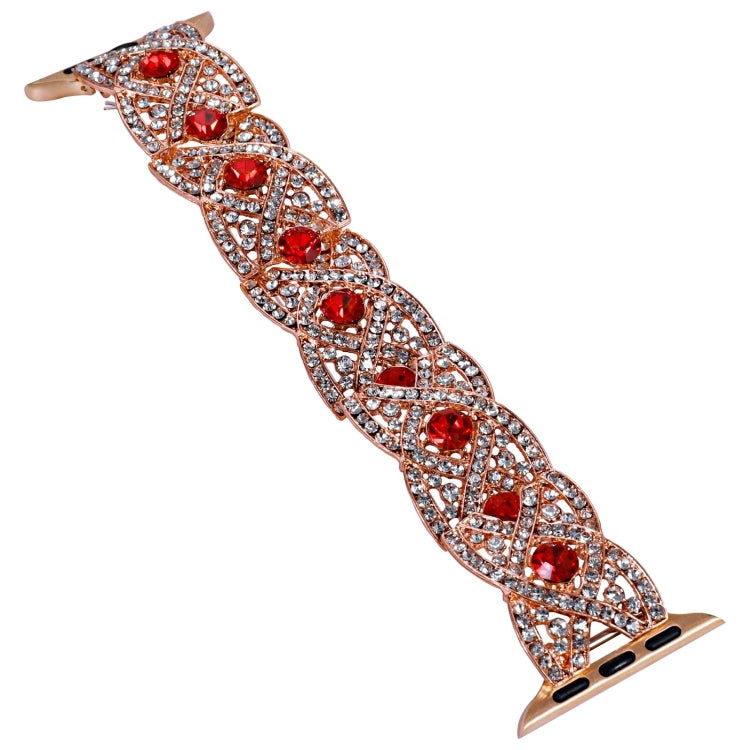 Diamonds Twist Metal Watch Band For Apple Watch Series 10 42mm(Rose Gold Red)
