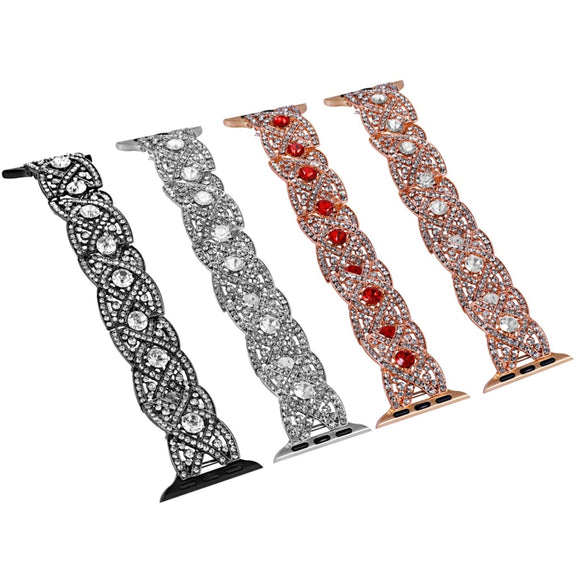 Diamonds Twist Metal Watch Band For Apple Watch Series 10 42mm(Rose Gold Red)