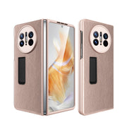 For Huawei Mate X3 Litchi Texture Integrated Shockproof Phone Case with Holder(Gold)