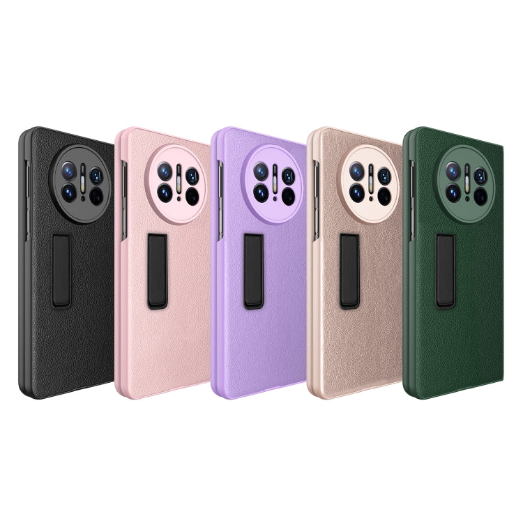 For Huawei Mate X3 Litchi Texture Integrated Shockproof Phone Case with Holder(Purple)