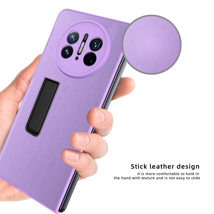For Huawei Mate X3 Litchi Texture Integrated Shockproof Phone Case with Holder(Purple)